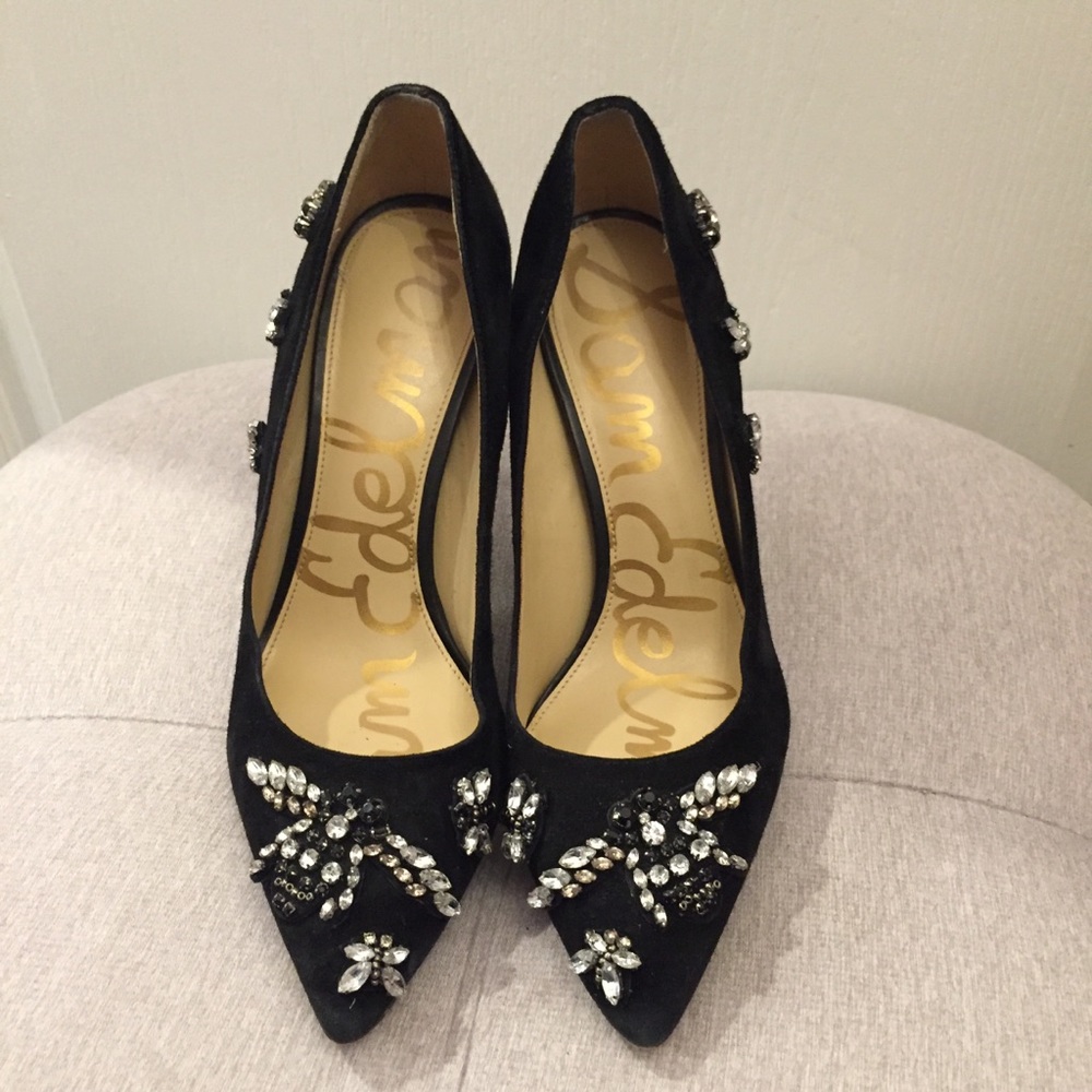 Sam Edelman Black Suede embellished pumps